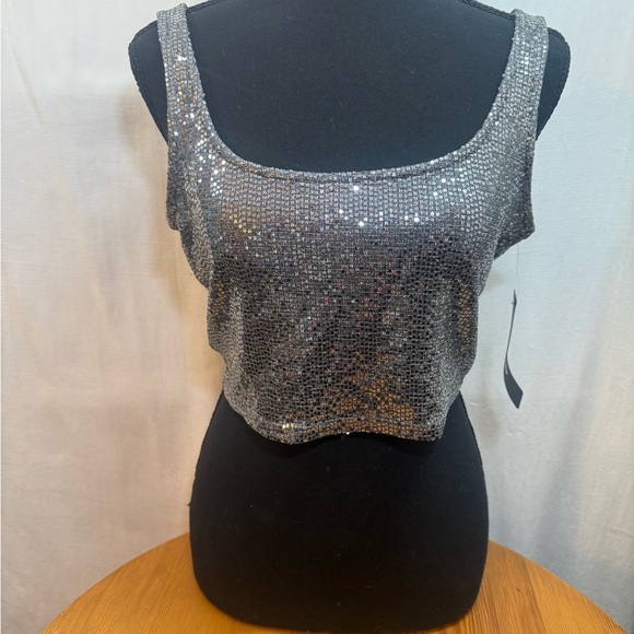 bebe Tops - NWT bebe Silver Sequin Women's Crop Top